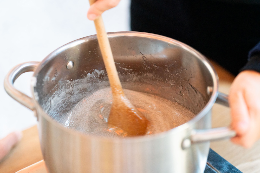 Stirring the sugar solution